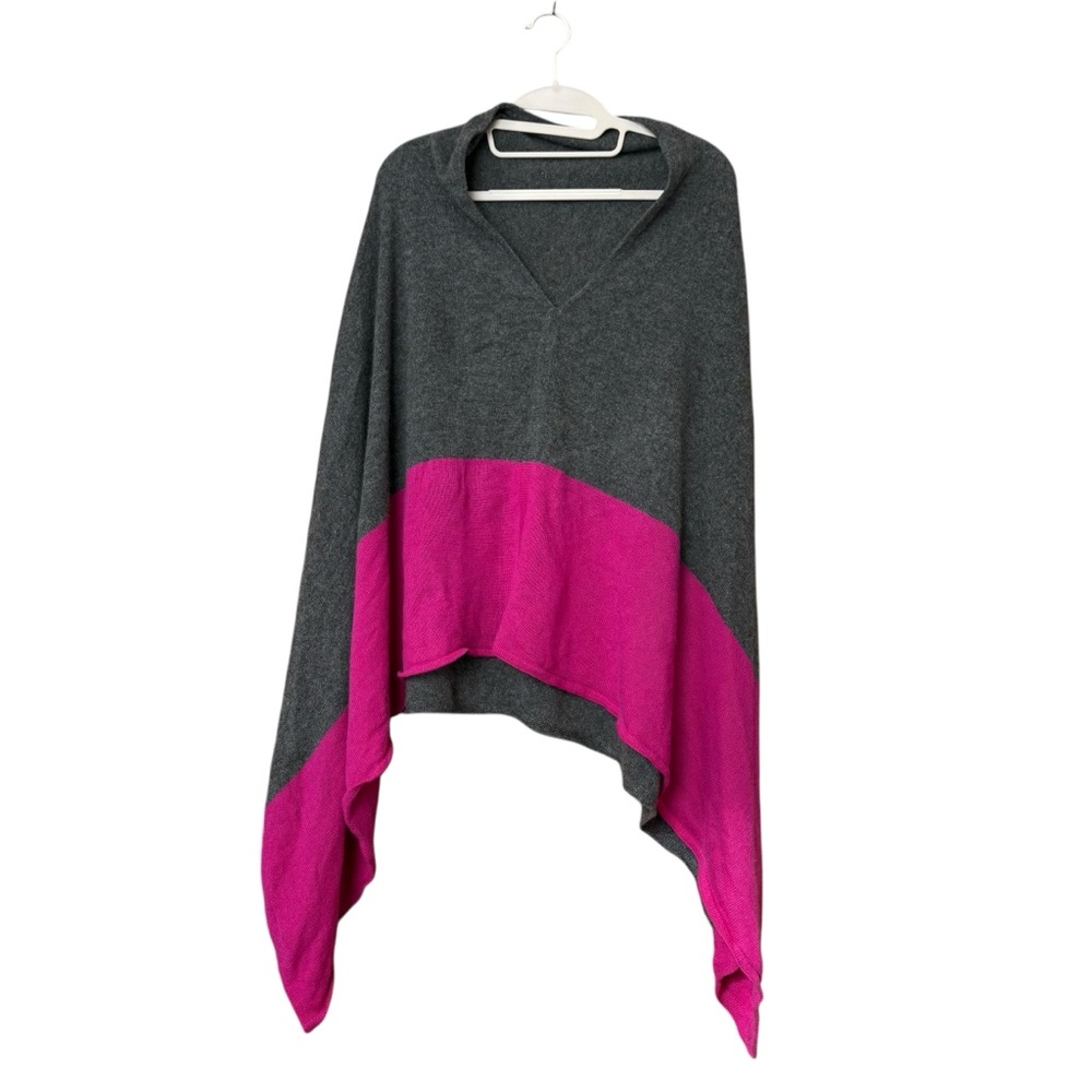 Claudia‎ Nichole 100% Cashmere Gray Pink Poncho One Size